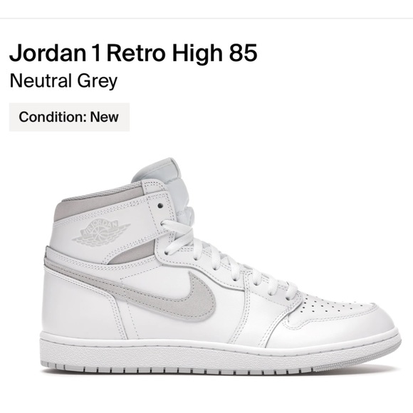 Jordan Shoes - Jordan 1 retro high 85 Neutral grey (men’s size 5 fit US women’s size 7)